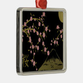 ピンク桜金ゴールド黒日本の画面 メタルオーナメント (右)