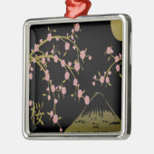 ピンク桜金ゴールド黒日本の画面 メタルオーナメント (左)
