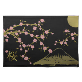 ピンク桜金ゴールド黒日本の画面 ランチョンマット