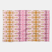 ピンク梅オリーブ及び金ゴールドパターン（の模様が）あるキッチンタオル キッチンタオル (横)