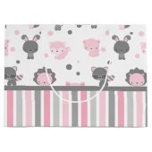 ピンク森林友人及び灰色のギフトバッグ ラージペーパーバッグ (正面)