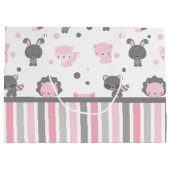 ピンク森林友人及び灰色のギフトバッグ ラージペーパーバッグ (裏面)