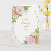 ピンク椿コーナーズ母の日のグリーティングカード カード (黄色い花)