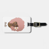 ピンク楽しむアフロインクルードジャーニー |白と紫 ラゲッジタグ (正面横)