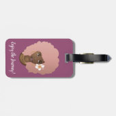 ピンク楽しむアフロインクルードジャーニー |白と紫 ラゲッジタグ (裏面横)