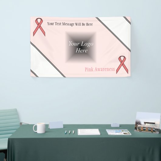 ピンク標準的なリボン 横断幕 (トレードショー)