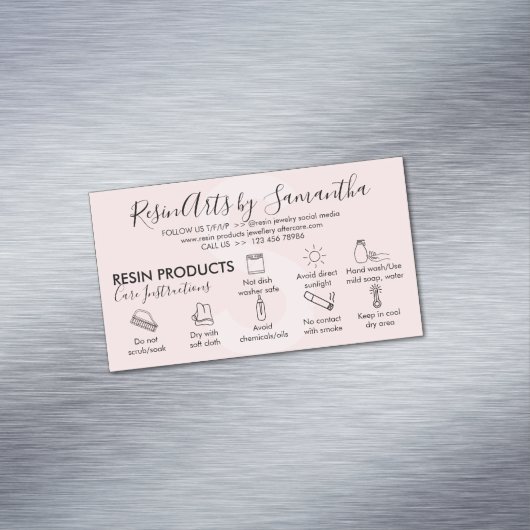 ピンク樹脂の製品の気に説明 マグネット名刺 (インサイチュ)