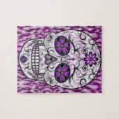 ピンク死んだ砂糖のスカル-及び紫色1.0の日 ジグソーパズル (横)