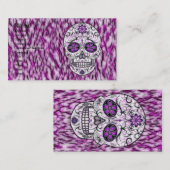ピンク死んだ砂糖のスカル-及び紫色1.0の日 名刺 (正面/裏面)
