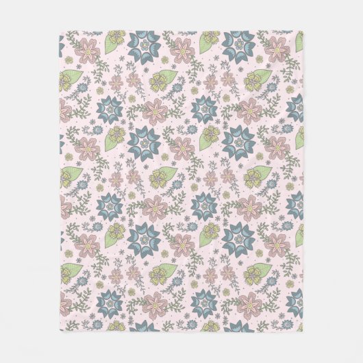 ピンク毛布の冬の花 フリースブランケット (正面)