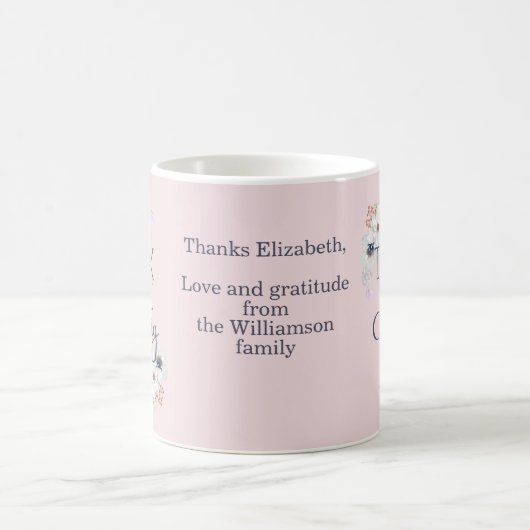 ピンク気にのフローラ コーヒーマグカップ (中央)