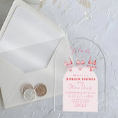 ピンク気のあるそぶりをしたリンジェリーブライダルシャワーバチェロレッテ アクリル招待状