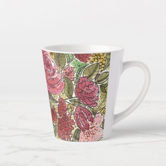 ピンク水かわいらし色フローラ春ガーデン  カフェラテマグ (右)