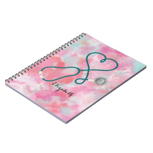 ピンク水かわいらし色医療用聴診器ナース ノートブック (左側)