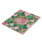 ピンク水ガーリー色フローラハンド タイル (側面)