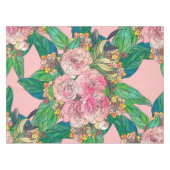 ピンク水ガーリー色フローラハンド テーブルクロス (正面(横))