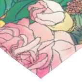 ピンク水ガーリー色フローラハンド テーブルクロス (アングル)