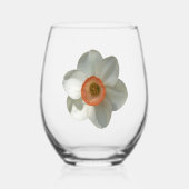 ピンク水仙 春の花 ステムなしワイングラス (正面)