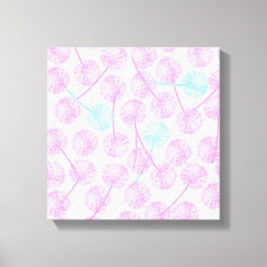 ピンク水彩夏タンポポ花柄 キャンバスプリント (正面)