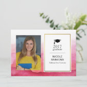 ピンク水彩大学院フォトカード 招待状 (スタンド正面)