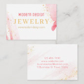 ピンク水彩染料手作りジュエリー 名刺 (正面/裏面)