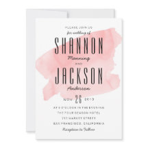 ピンク水彩洗浄結婚式招待状