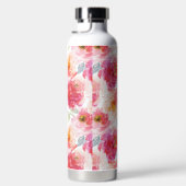 ピンク水彩牡丹の花模様 ウォーターボトル (右面)