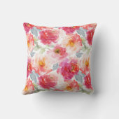 ピンク水彩牡丹の花模様 クッション (裏面)