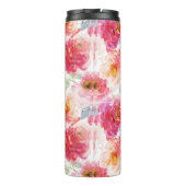 ピンク水彩牡丹の花模様 タンブラー (裏面)