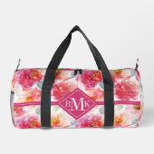 ピンク水彩牡丹の花模様 ダッフルバッグ (裏面)