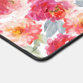 ピンク水彩牡丹の花模様 デスクマット (コーナー)