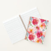 ピンク水彩牡丹の花模様 ノートブック (内部)