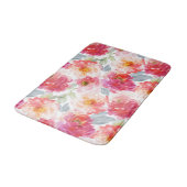 ピンク水彩牡丹の花模様 バスマット (アングル)