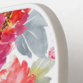 ピンク水彩牡丹の花模様 ピックルボールラケット (左詳細)