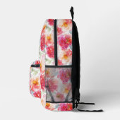 ピンク水彩牡丹の花模様 プリントバックパック (右)