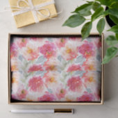 ピンク水彩牡丹の花模様 薄葉紙 (ギフト)