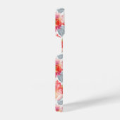 ピンク水彩牡丹の花模様 iPhoneケース (右側面)