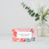 ピンク水彩花文花屋 名刺 (スタンド正面)