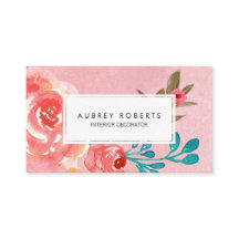 ピンク水彩花文花屋