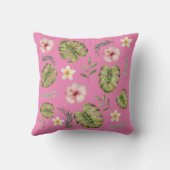 ピンク水彩花模様装飾用クッション クッション (裏面)
