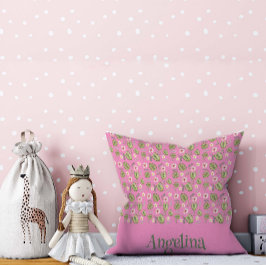 ピンク水彩花模様装飾用クッション クッション