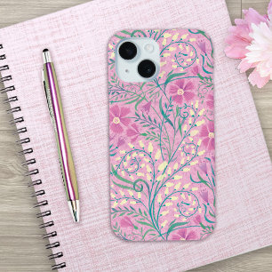 ピンク水彩花模様 iPhone 15ケース