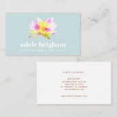 ピンク水彩蓮の花フローラ 名刺 (正面/裏面)