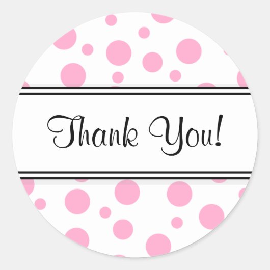 ピンク水玉模様ありがとう ラウンドシール (正面)