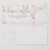 ピンク水玉模様おむつラッフルベビーシャワーカード エンクロージャーカード (正面/裏面)