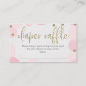 ピンク水玉模様おむつラッフルベビーシャワーカード エンクロージャーカード (正面)