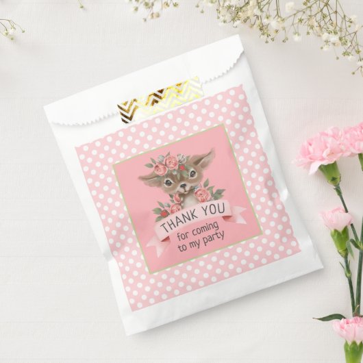 ピンク水玉模様かわいい鹿の誕生日パーティーfor Girl フェイバーバッグ (封をした状態)