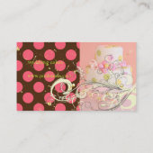 ピンク水玉模様とチョコレートベーカリー/パティシセリ 名刺 (裏面)