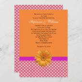 ピンク水玉模様アンドコーラル結婚式招待状 招待状 (正面/裏面)