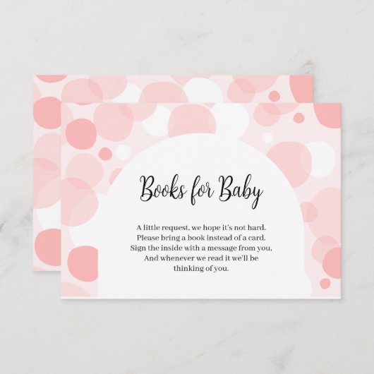 ピンク水玉模様アーチベイビーシャワーブックベビー エンクロージャーカード (正面/裏面)